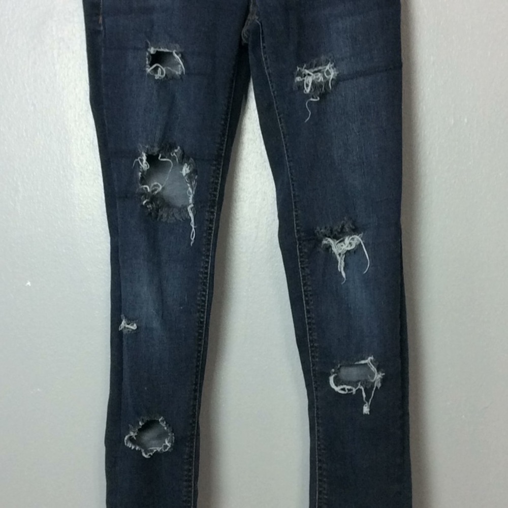 Mudd Girls Mid Rise Jean Leggings Destroyed Sz 14 - Picture 2 of 6